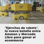 Robot automatizado operando en depósito de Mercado Libre