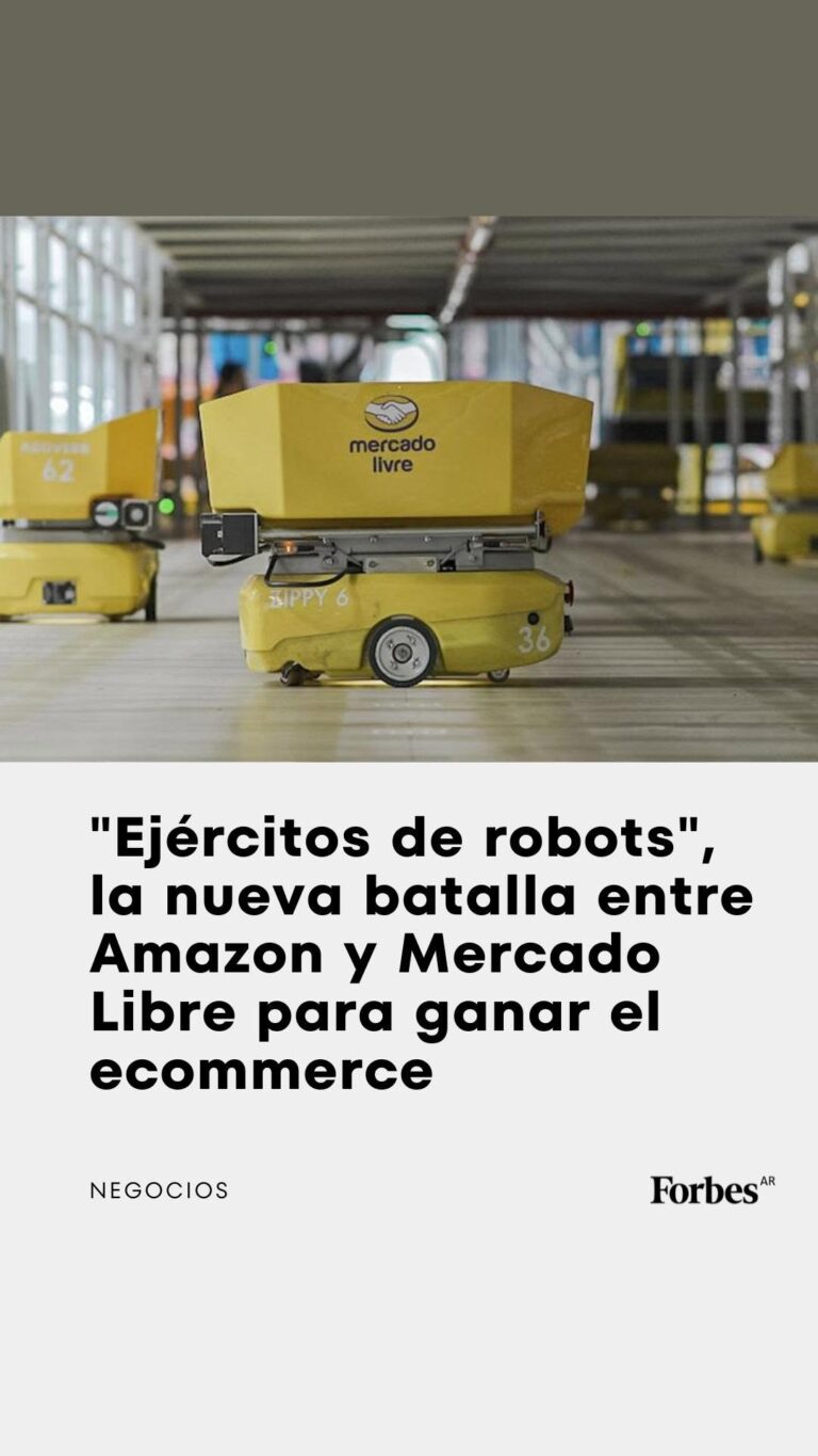 Robot automatizado operando en depósito de Mercado Libre