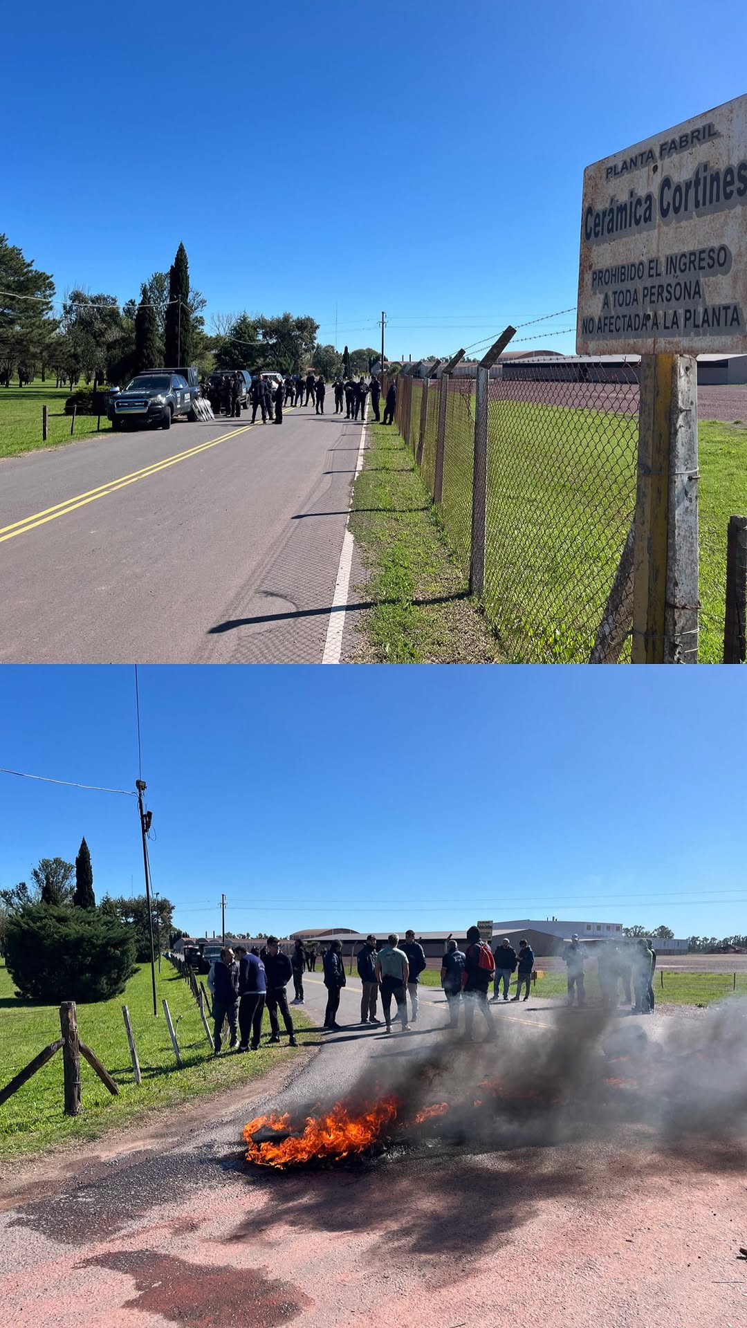 Trabajadores reclamando sus derechos frente a Cerámica Cortines