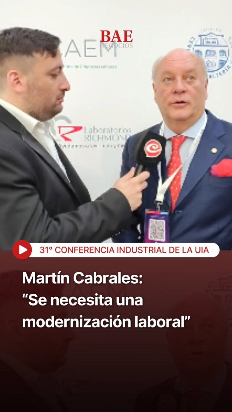 Martín Cabrales hablando en la conferencia de la Unión Industrial Argentina sobre modernización laboral
