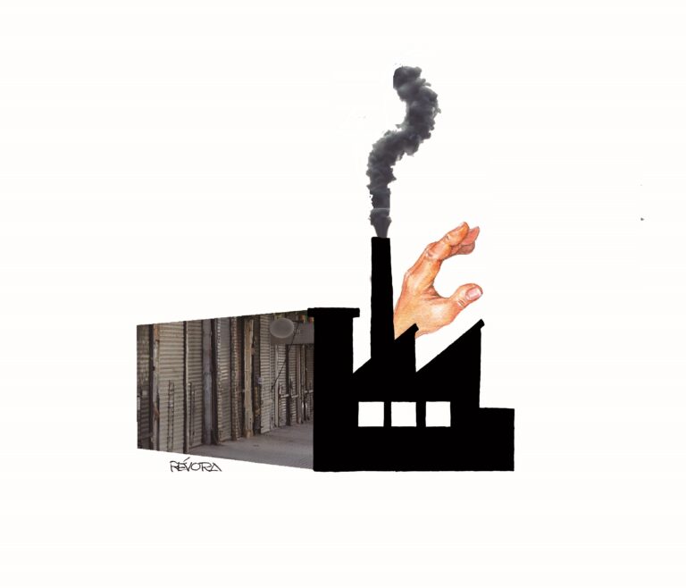 Crisis industrial que muestra cierres y despidos masivos en fábricas e industrias