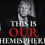 Mensaje del Departamento de Estado con la frase 'Este es nuestro hemisferio' y la foto de Donald Trump